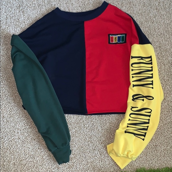 Tops - color block cropped long sleeve